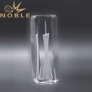 Crystal Cube Award with Building Laser Engraving 