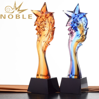 High Quality Art Glass Liu Li Star Trophy 