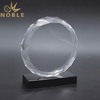 Circle Plaque Crystal Sunflower Trophy with Black Crystal Base
