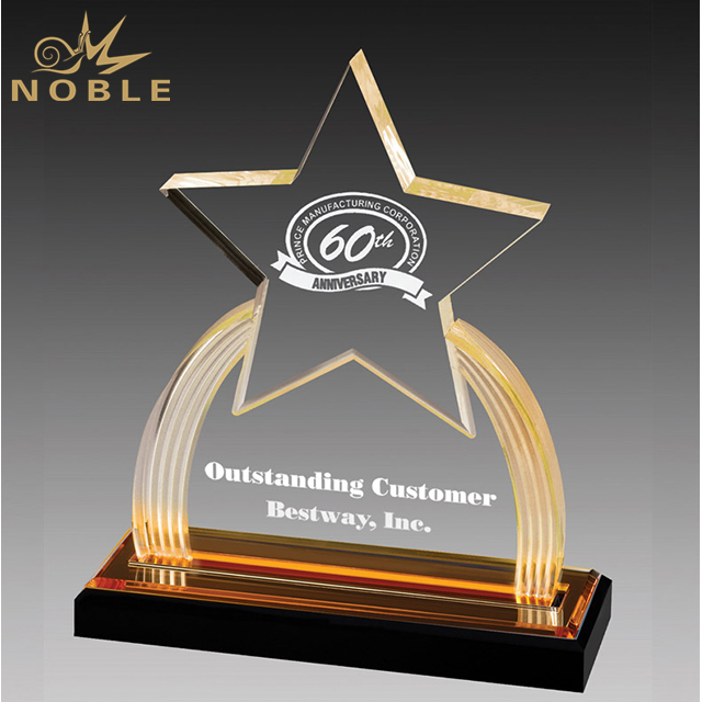 NB-CST 208 Acrylic Clear Star with Gold Reflective Black Base