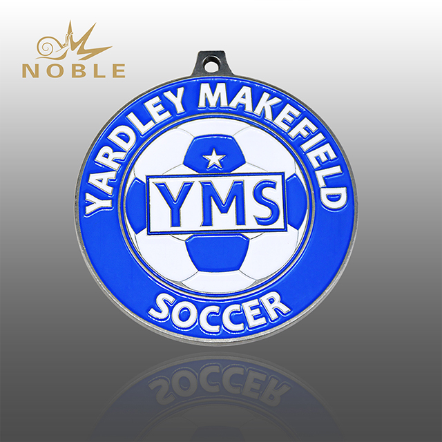 Silver Zinc Alloy Soccer Medal