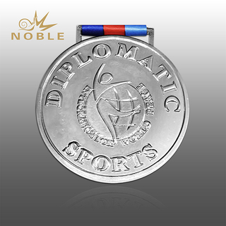 Custom Metal Championship Sports Medal in Shiny Silver 