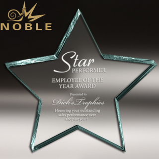Acrylic Jade Accented Star Paperweight Trophy Award