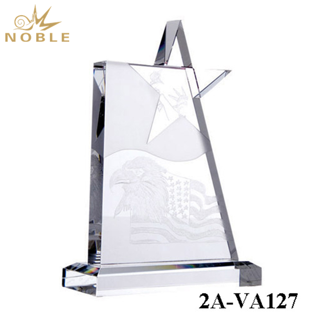 Noble Optical Crystal Star Trophy With Engraved Logo