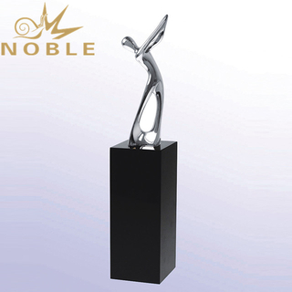 Golf Player Metal Man Crystal Base Sports Trophy 