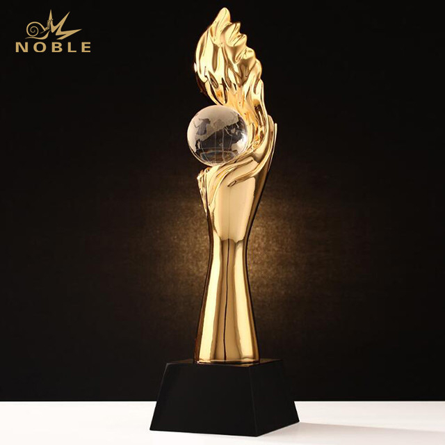 Gold Plated Resin Trophy with Crystal Globe