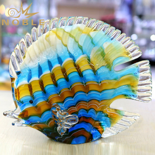 Gold & Blue Art Glass Fish Sculpture