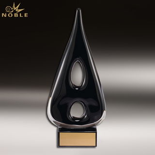 Artistic Black Accented Art Glass Sculpture Trophy Award