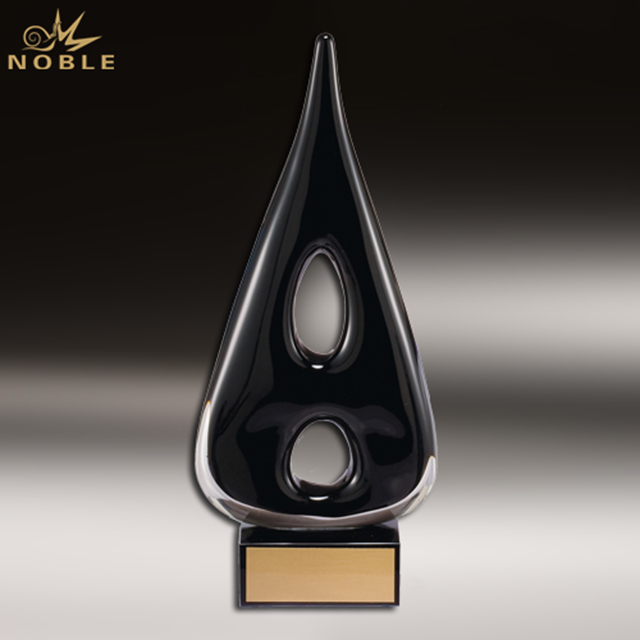 Artistic Black Accented Art Glass Sculpture Trophy Award