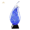 Hand Blown Blue Art Glass Trophy