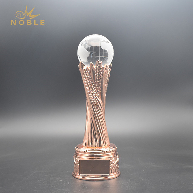 Bronze Metal Trophy with Crystal Globe