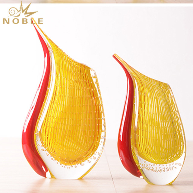 Yellow Art Glass Hand Blown Glass As Home Decoration