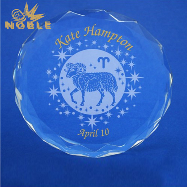 NB-CAW318---2A- CCV040 Zodiac Aries Gem Cut Paperweight 3.75x0.75