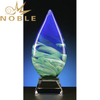 Blue Teardrop Art Glass Trophy