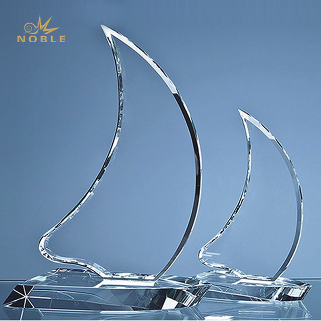 Custom Engraved Crystal Sailing Trophy