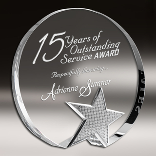 Noble Circle Acrylic Star Trophy with Wooden Base