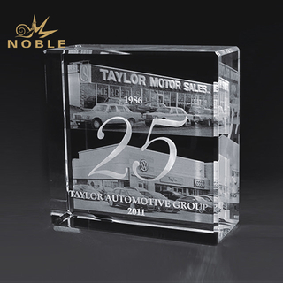 25th Anniversary Years 3D Laser Engraved Crystal Cube Awards