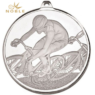 Silver Bicycle Sports Custom Design Medal