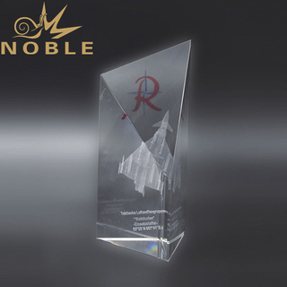 Crystal Award with 3D Laser Airplane 