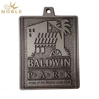 Square 3D Antique Silver Metal Medal