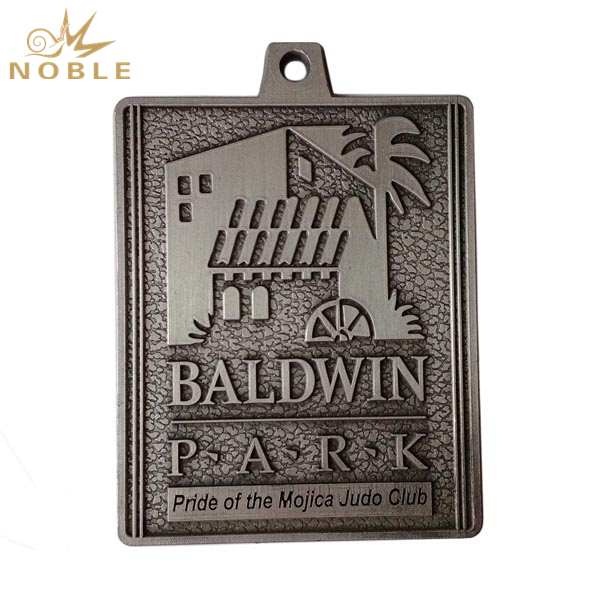 Square 3D Antique Silver Metal Medal