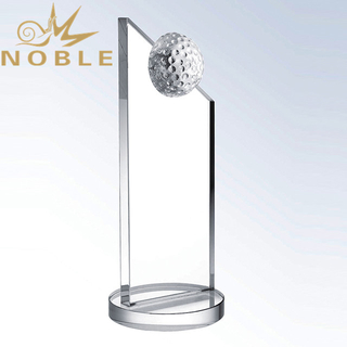 Half Crystal Golf Ball Crystal Plaque Trophy