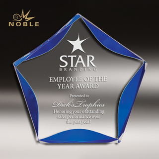 Blue Star Acrylic Paperweight Trophy Award