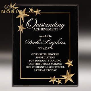 Engraved Acrylic Plaque Black Star Recognition Wall Placard Award