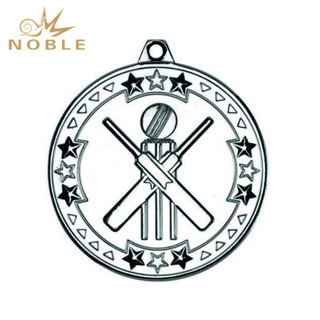 New Design Metal Silver Cricket Medal
