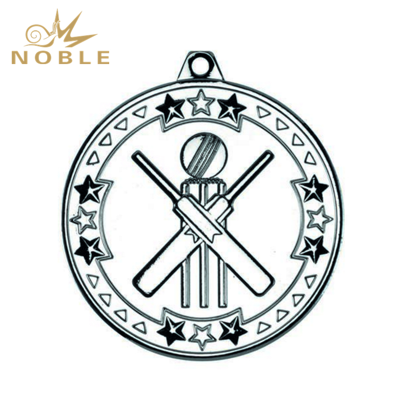 New Design Metal Silver Cricket Medal