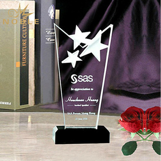 Three Star Crystal Star Award with Black Base