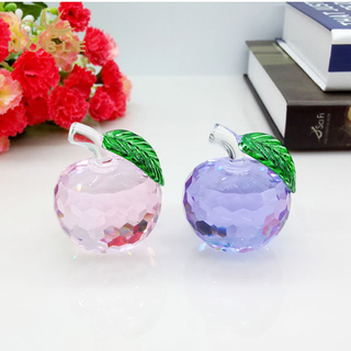 Wedding Gifts Crystal Apple With Green Leaf