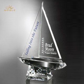 Custom Engraved Crystal Boat Spinnaker Award