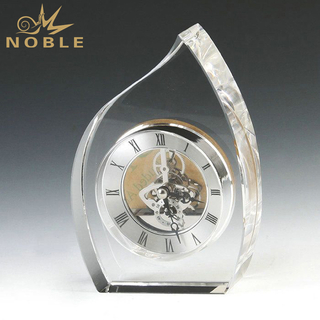 Engraved Crystal Flame Clock