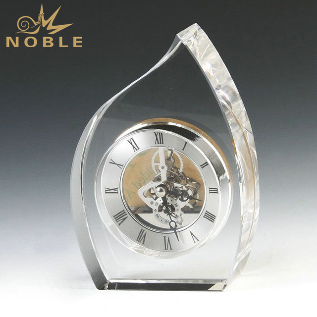 Engraved Crystal Flame Clock