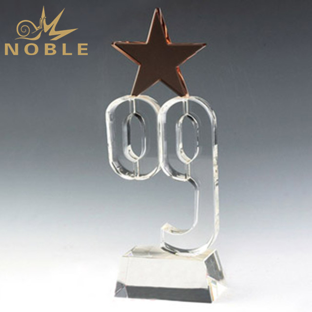 Custom Made Design Numbers Star Crystal Anniversary Trophy