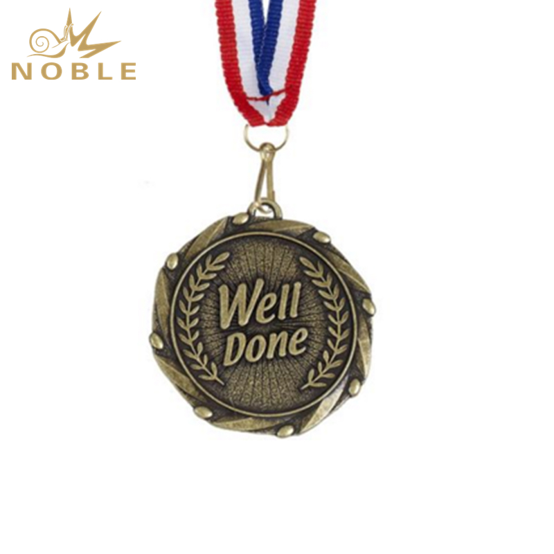 945---044 Gold Well Done Medal with Red, White & Blue Ribbon 45mm