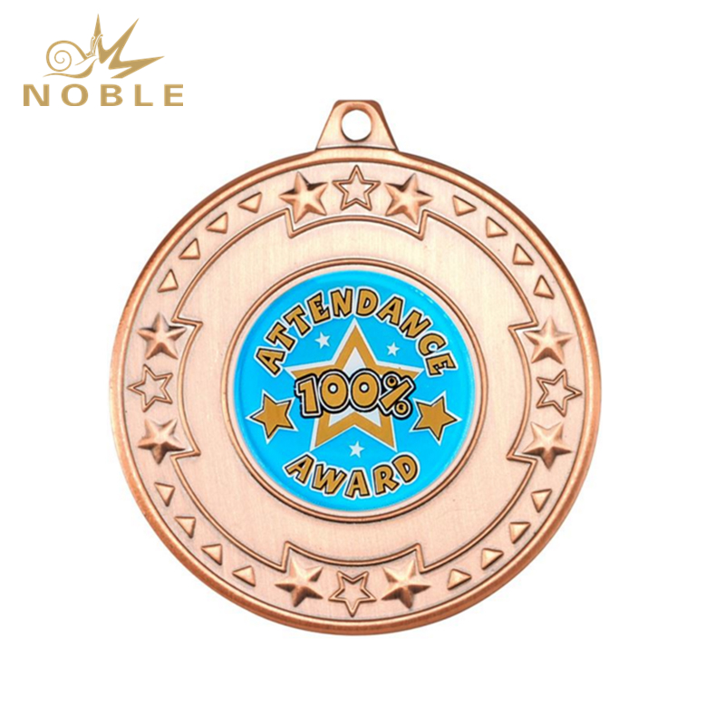 928---027 Bronze Attendance Medal with Star Pattern 50mm