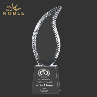 Clear Blank Iced Harmony Crystal Flame Award