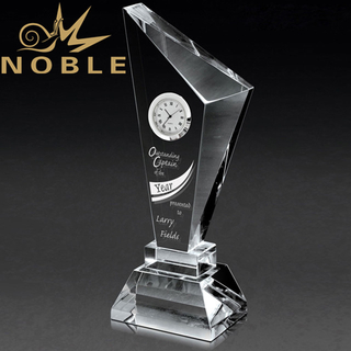 Unique Crystal Trophy Award With Clock