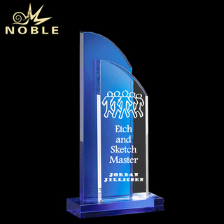 Custom Blue Crystal Double Crystal Corporate Trophy