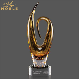 Unique Hand Blown Glass Trophy 