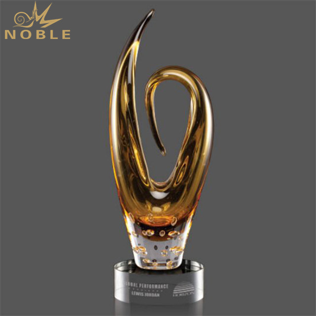 Unique Hand Blown Glass Trophy 