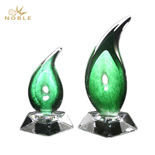 Firelight Green Custom High Quality Art Glass Award
