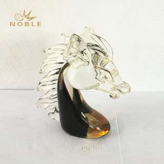 Brown Colored Horse Head Art Glass Sculpture