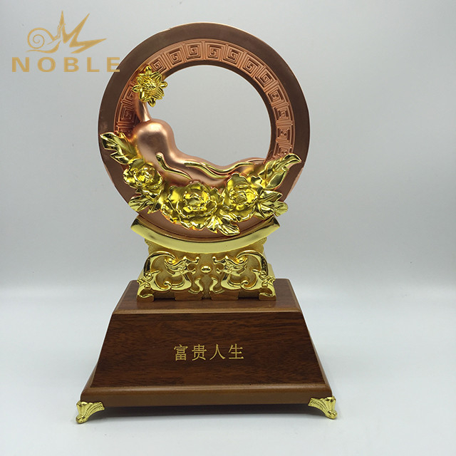New Decorative Metal Trophy with Wooden Base