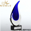 Art Glass Large Blue Teardrop Trophy