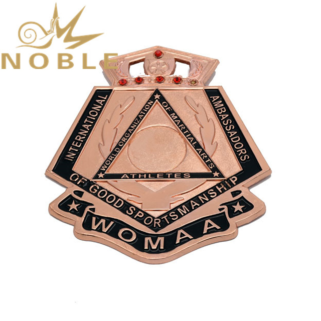 Antique Bronze Metal Medal With Diamond