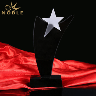 Elegant Business Use Crystal Star Trophy With Black Base