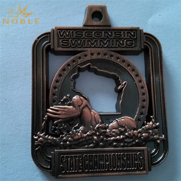 Antique Plate 3D Swimming Medal